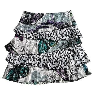 Alberto Makali Silk Blend Skirt Ruffle Layered Size 10